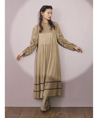 Green Parks ■ＥＳＣＡＲ　スエード調ギャザーキリカエワンピース Mocha