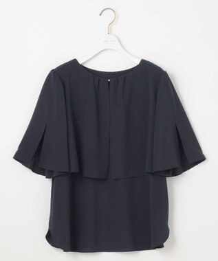ANY SIS 【洗える】ケープフレアスリーブ ブラウス ネイビー