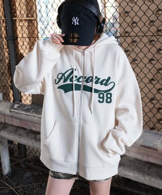 WEGO 裏起毛スタジアムロゴジップパーカー ホワイト