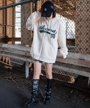 WEGO 裏起毛スタジアムロゴジップパーカー ホワイト