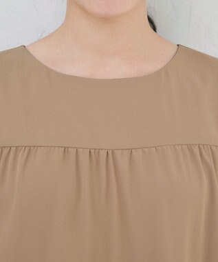 Tiaclasse L 【洗える】ティアードチュニックブラウス ベージュ