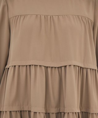 Tiaclasse L 【洗える】ティアードチュニックブラウス ベージュ