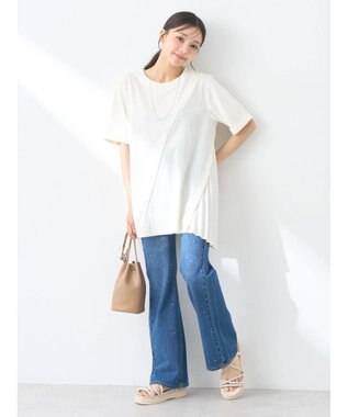 earth music&ecology プリーツドッキングチュニック Ivory