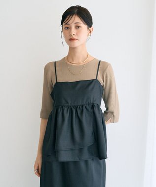 YECCA VECCA シャイニーオーバーキャミ Black