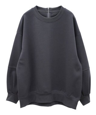 earth music&ecology ダンボールニットバックＺＩＰチュニック Charcoal Gray