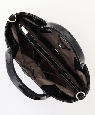 LA BAGAGERIE ツイルナイロン×エナメル 2WAYトートバッグ Mサイズ ブラック