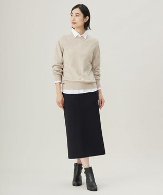J.PRESS LADIES S 【洗える】CASHMERE BLEND スタンドカラー ニット トップベージュ系