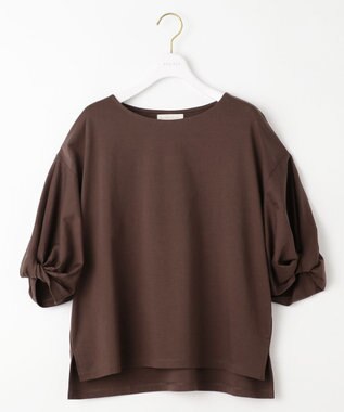 ANY SIS シルケットスムースツイストスリーブ カットソー ブラウン