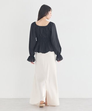 earth music&ecology バルーンヘムブラウス Black