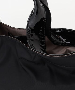 LA BAGAGERIE ツイルナイロン×エナメル 2WAYトートバッグ Mサイズ ブラック