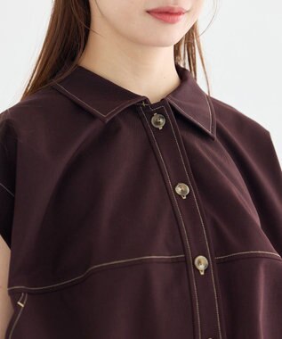 earth music&ecology コクーンフォルムシャツ Brown