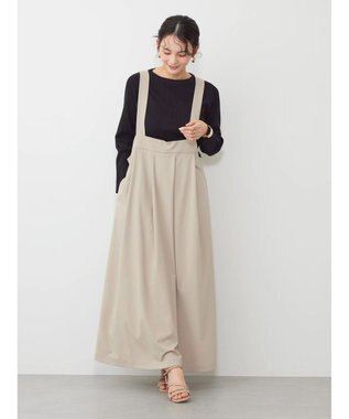 AMERICAN HOLIC 丈違いフロントタックジャンバースカート Gray Beige