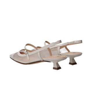 INTER-CHAUSSURES 【FABIO RUSCONI】ワンストラップネットバックバンドパンプス オフホワイトコンビ