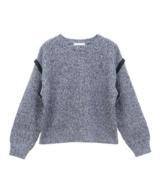 Green Parks Ｍｉｘ配色畦ニットプルオーバー Blue