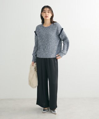 Green Parks Ｍｉｘ配色畦ニットプルオーバー Blue