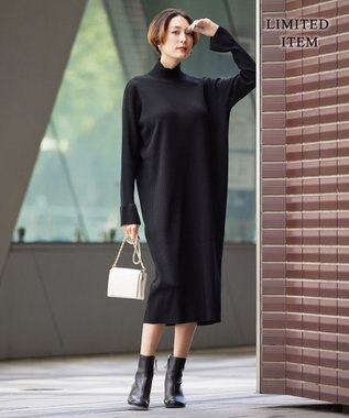 ICB 【WEB限定】ウールブレンドスムース ニットワンピース ブラック系