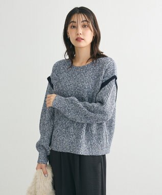 Green Parks Ｍｉｘ配色畦ニットプルオーバー Blue