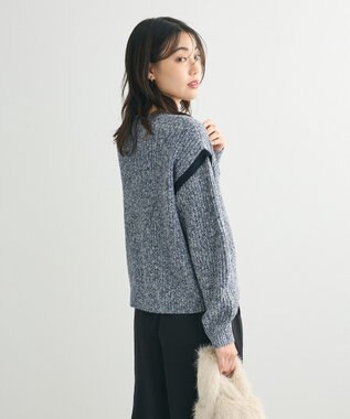 Green Parks Ｍｉｘ配色畦ニットプルオーバー Blue