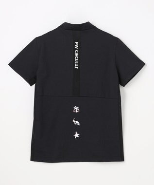 PW CIRCULUS 【WOMEN】メッシュコンビ モックネックT ゴルフウェア レディース ブラック系