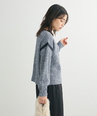 Green Parks Ｍｉｘ配色畦ニットプルオーバー Blue