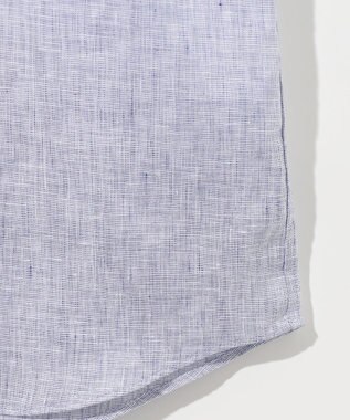 JOSEPH ABBOUD 【麻100％・軽い・涼しい】 モイスチャーリネンバンドカラーシャツ サックスブルー系
