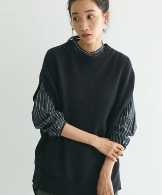 CRAFT STANDARD BOUTIQUE クルーネックニットベスト Black