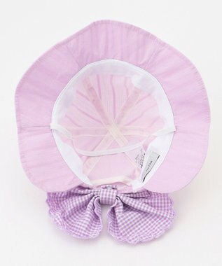 ANY KIDS リボン タレツキ キャップ ラベンダー×ギンガムチェック