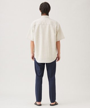 UNFILO MENS コットンライク 半袖シャツ【ギフトにもおすすめ】 ベージュチェック