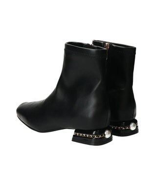 Bridget Birkin 【Bridget Birkin】パールチェーンヒールストレッチショートブーツ ブラック