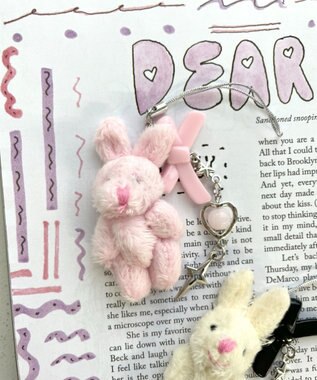 WEGO ミニうさぎビーズストラップキーホルダー ピンク