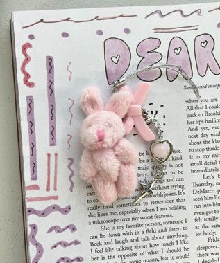 WEGO ミニうさぎビーズストラップキーホルダー ピンク