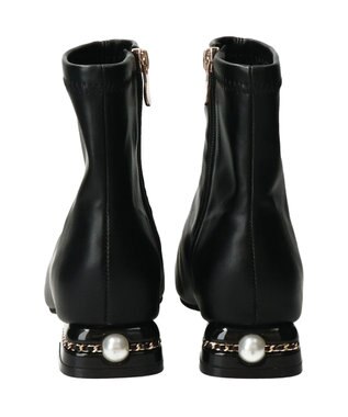 Bridget Birkin 【Bridget Birkin】パールチェーンヒールストレッチショートブーツ ブラック