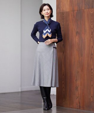 J.PRESS LADIES 2WAY ライン スカーフ リング ゴールド系