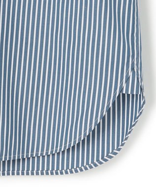 23区 【洗える】CANCLINI バンドカラー シャツ ブルー×ホワイトストライプ