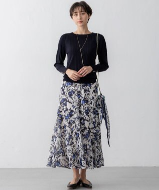 23区 【洗える】シルキーレーヨンワイドリブ ニット ネイビー系