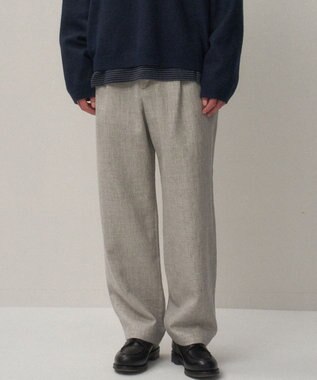 ATON LINEN WOOL TWILL | ルーズフィットパンツ - UNISEX LIGHT GRAY