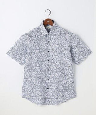 JOSEPH ABBOUD 【清涼・リネンブレンド】コットンリネン ボイルフラワープリント 半袖シャツ ネイビー系6