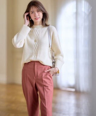 ANY SIS L 【洗える】スフレアランパターン ニット アイボリー