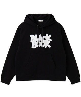 WEGO 【ユニセックス着用ITEM/裏起毛/SMLサイズ展開】リラックスフィットスプレーグラフィックパーカー ブラック