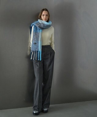 AMERICAN HOLIC シャギーチェックＢＩＧマフラー Blue