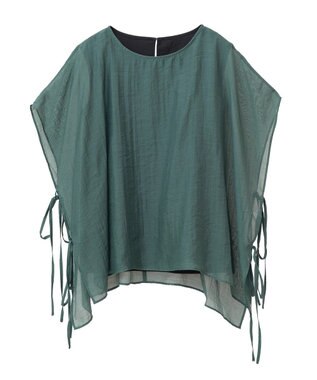 YECCA VECCA サイドリボンシアーレイヤードプルオーバー Dark Green