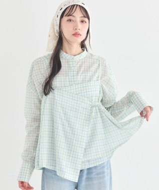 earth music&ecology 【予約】【綿100％】SET2点エプロンライクビスチェ＋シャツ グリーン