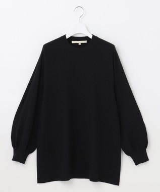 自由区 【洗える】レーヨンポリエステルスムース チュニック丈ニット ネイビー系