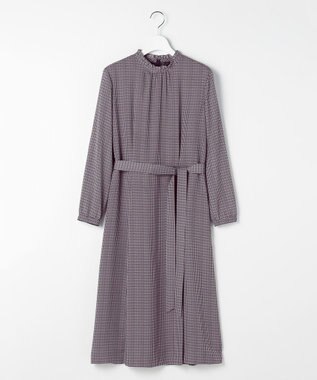 J.PRESS LADIES L デシンハウンドトゥースプリント ワンピース ネイビー系