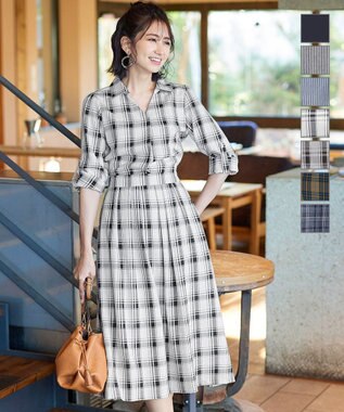 Tiaclasse 【洗える】小顔効果も期待できるスキッパーシャツワンピース