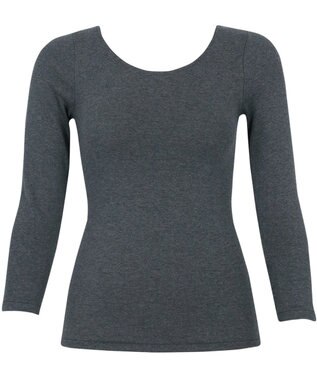 Wing あったかインナー 綿混 裏起毛 厚手 よく伸びる素材 【ラクのびサーモ】 8分袖 長袖 秋 冬 EL6814 ウイング／ワコール ダークブラウン