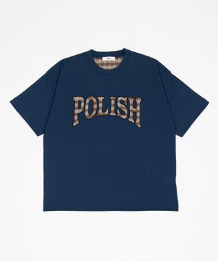 WEGO 【ユニセックス着用ITEM】チェックディテールロゴT（SS） ネイビー