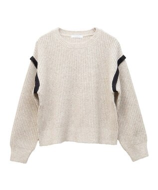 Green Parks Ｍｉｘ配色畦ニットプルオーバー Beige