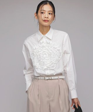 組曲 S 【組曲×setsuko sagittaire】フラワーフリルシャーティング ブラウス ホワイト系