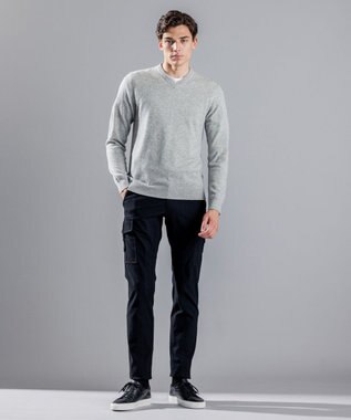 JOSEPH HOMME ピュアカシミヤ　Vネックニット ライトグレー系
